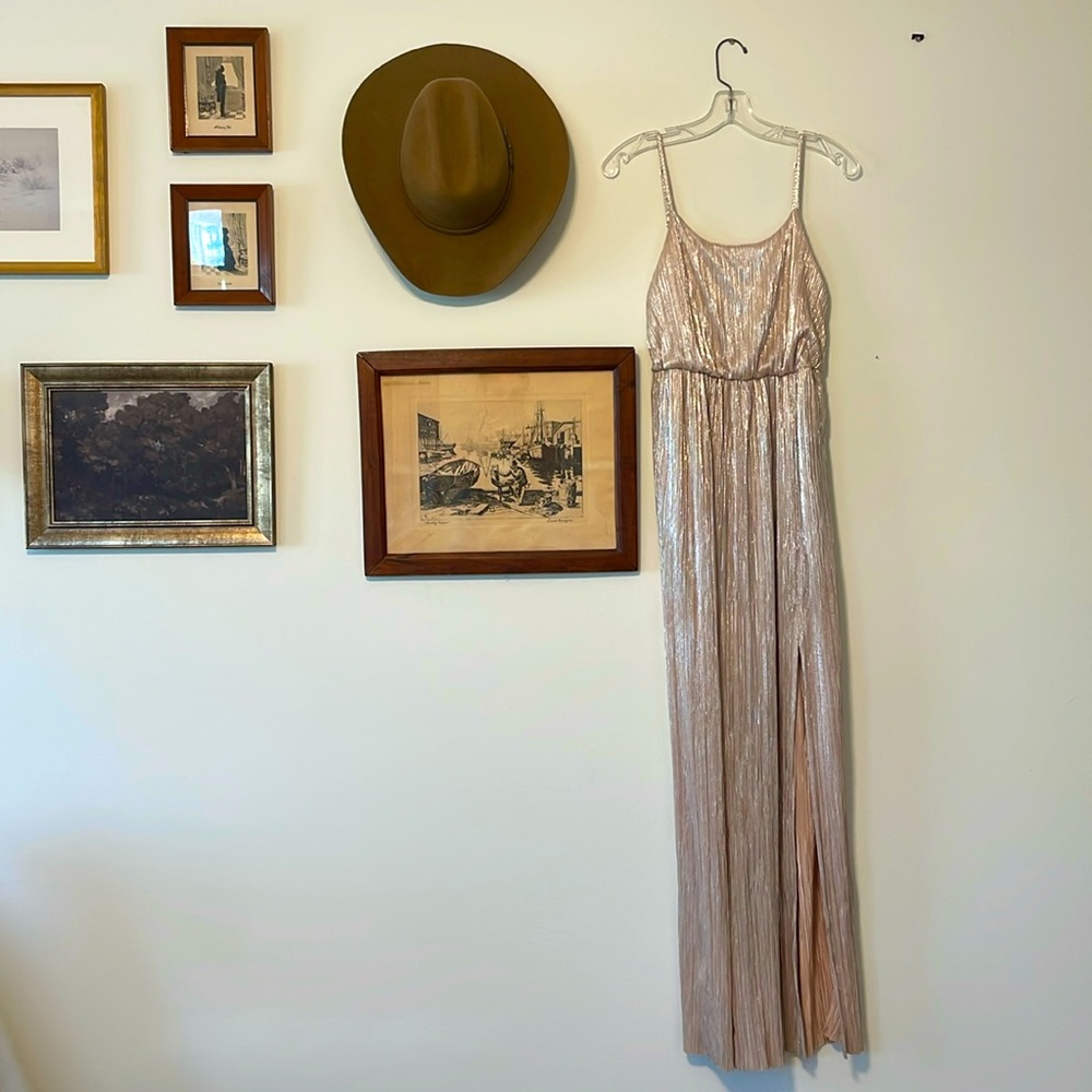 Gold BCBG Floor Length Dress with Slit